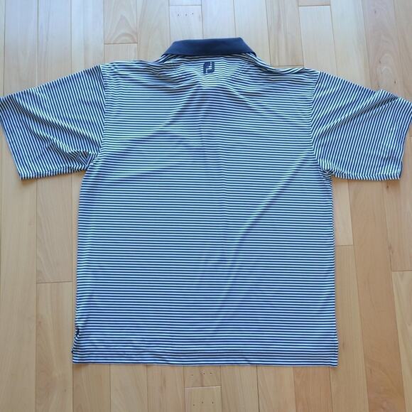 FootJoy Striped Golf Polo Black White - Picture 4 of 4